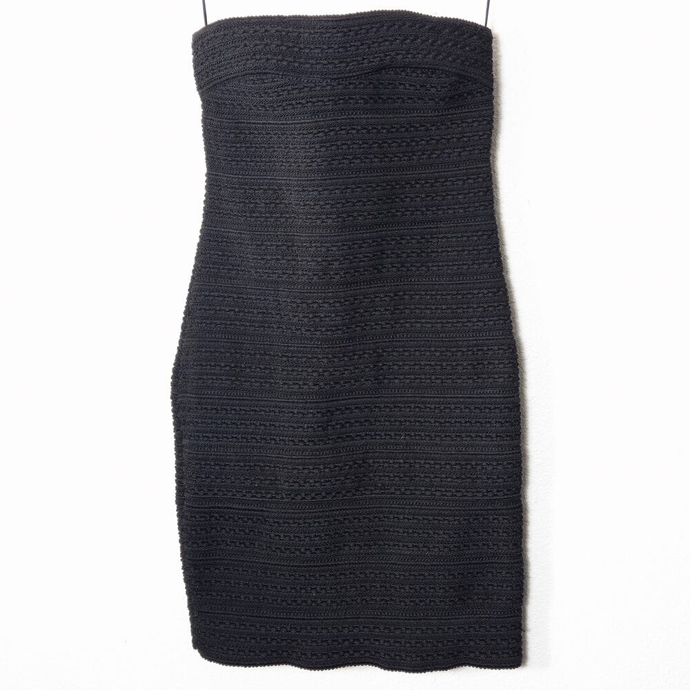 Cache Strapless Bodycon Dress Size 6 Black Sleek Minimalist Clubwear